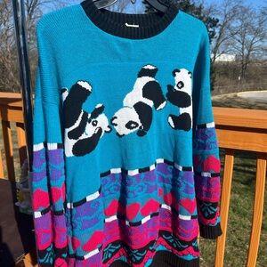 Large Vintage Panda Cozy Sweater